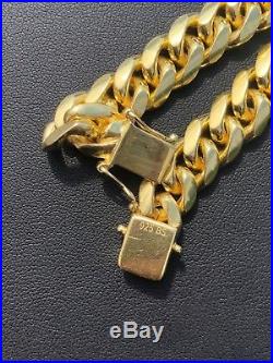 Mens Miami Cuban Link Bracelet 14k Gold Over Solid 925 Sterling Silver 11mm 53g
