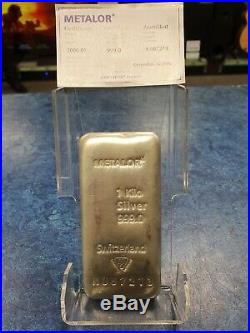 Metalor 1 Kilo Solid Silver Bullion Bar Switzerland