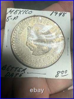 Mexico 5 Pesos Cinco 900 Silver Solid Mexican Coin Cuauhtemoc Lot Of 9 Bullion