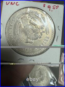 Mexico 5 Pesos Cinco 900 Silver Solid Mexican Coin Cuauhtemoc Lot Of 9 Bullion