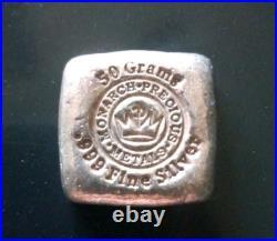 Monarch Precious Metals 50 Grams. 999 Fine Silver Square Bar
