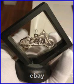 Motorcycle. 999 Fine Silver Hand Pour 20.5 Grams Solid W COA And Display