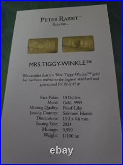 Mrs Tiggy Winkle 2024 Solid Gold Bar Coin