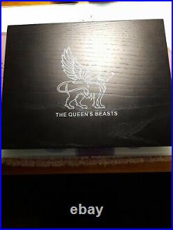 NEW 2oz Queens Beast Solid Black Ash Premium Bespoke Wooden Display Case