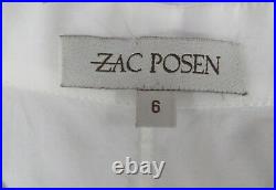 NEW ZAC POSEN White Blouson Bullion Shirt Blouse Embroidered Trim 6 Cotton RARE