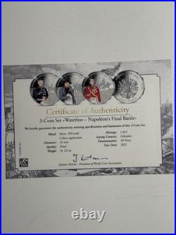 Napoleons Final Battle Solid Pure Silver 3 Coin Set VERY LOW MINTAGE & RARE