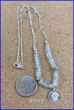 New Aquamarine Sterling Silver Necklace Morgan. 999 Bullion Coin Pendant #122