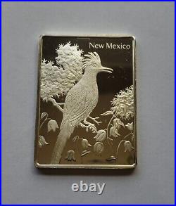 New Mexico Greater Roadrunner Yucca Solid Sterling Silver Art Bar 40 Grams