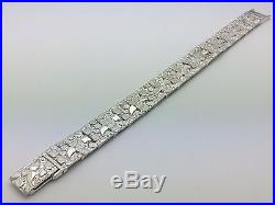 New Solid Sterling Silver 8 Nugget Style Adjustable Bracelet 34.8 grams 15 mm