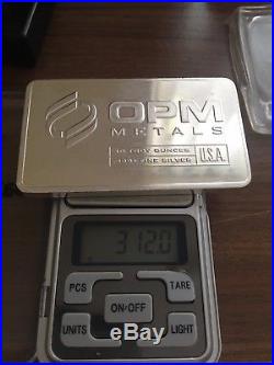 OPM Metals 10oz Rare Solid Silver Bullion Bar. 999 Fine Silver