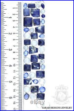 Ohh Yeah! Sodalite Simulated Sapphire Ceylon Moonstone 925 Solid Silver Bracelet
