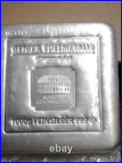 Original 1000g of. 999 silver geiger square bar in original packaging with coa