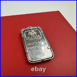 PAMP SUISSE Half Ounce 1/2oz. 999 Fine Silver Bar Lady Fortuna Pendant RARE