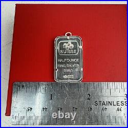 PAMP SUISSE Half Ounce 1/2oz. 999 Fine Silver Bar Lady Fortuna Pendant RARE