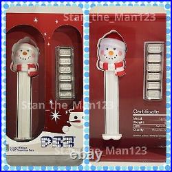 PAMP SUISSE PEZ DISPENSER SNOWMAN 6 X 5g (30g Total). 999 SOLID SILVER WAFERS