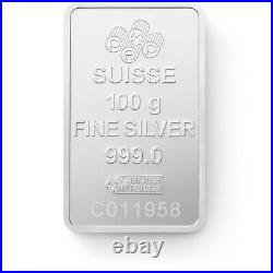 Pamp 100 gram solid silver. 999 bullion bar In Blister Pack