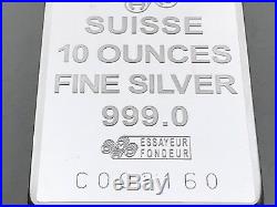 Pamp Suisse 10 Oz. 999 Solid Silver Bar Lot 1