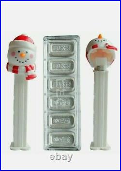 Pamp Suisse Pez Dispenser Snowman 30 Grams. 999 Solid Silver Wafers