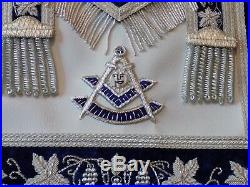 Past Master Silver Bullion Apron Square Masonic Tassels Leather Style Pocket NEW