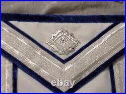Past Master Silver Bullion Apron Square Masonic Tassels Leather Style Tools NEW