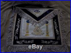 Past Master Silver Bullion Apron Square Pillars Masonic Leather Style Pocket NEW