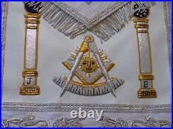 Past Master Silver Gold Bullion Apron Square Pillars Masonic Leather Style NEW