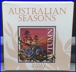 Perth Mint 1oz Silver Proof Square Coin 2013 Australian Seasons AUTUMN Box Set