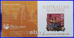 Perth Mint 1oz Silver Proof Square Coin 2013 Australian Seasons AUTUMN Box Set