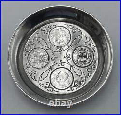 Portuguese Silver Coins Dish Antique Joao V & Manuel II