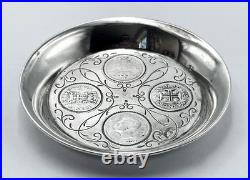 Portuguese Silver Coins Dish Antique Joao V & Manuel II
