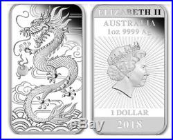 Proof Dragon 1 Oz. 9999 Fine Solid Silver Perth Mint Bar In Latex Case & # Coa