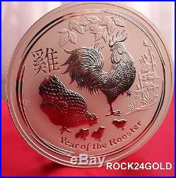Pure Solid Silver Lunar Rooster One Kilo Coin BU (Brand New)