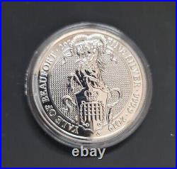 Queen's Beasts 2oz 999 Fine Solid Silver Coin Yale Of Beaufort 2019 #2