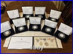 Queens Beast 2oz Solid silver £5 coin Set Of Ten in presentation box's