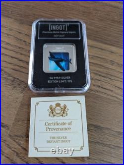 RAF Defiant SILVER Square INGOT Lion & Unicorn 1oz 999.9 Silver (Limited 995)