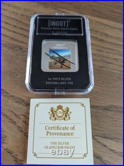 RAF Gladiator SILVER Square INGOT Lion & Unicorn 1oz 999.9 Silver (Limited 995)