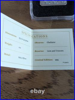 RAF Gladiator SILVER Square INGOT Lion & Unicorn 1oz 999.9 Silver (Limited 995)