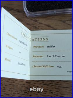 RAF Halifax SILVER Square INGOT Lion & Unicorn 1oz 999.9 Silver (Limited 995)