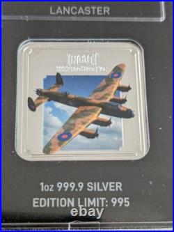 RAF Lancaster SILVER Square INGOT Lion & Unicorn 1oz 999.9 Silver (Limited 995)