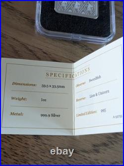 RAF Swordfish SILVER Square INGOT Lion & Unicorn 1oz 999.9 Silver (Limited 995)