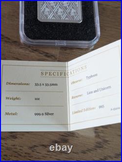 RAF Typhoon SILVER Square INGOT Lion & Unicorn 1oz 999.9 Silver (Limited 995)