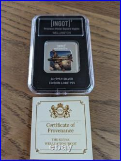 RAF Wellington SILVER Square INGOT Lion & Unicorn 1oz 999.9 Silver (Limited 995)