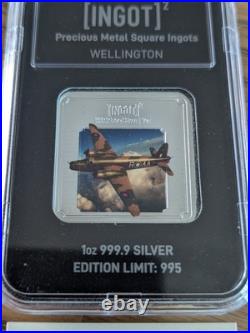 RAF Wellington SILVER Square INGOT Lion & Unicorn 1oz 999.9 Silver (Limited 995)
