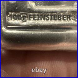 RARE! 100 gram Silver Bar Geiger Edelmetalle (Original Square Assay) Serial #