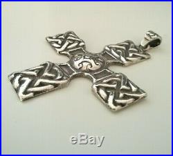 RARE Alexander Ritchie of Iona Solid Silver Celtic Cross Pendant, Glasgow 1929
