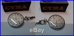 Rare Excellent Swiss Pocket Watch Cyma Solid Silver Open Face Art Deco Style Box