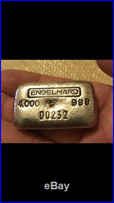 RARE Engelhard 999 Solid Silver Collectible Bullion 4 oz Bar #232