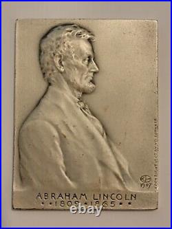 RARE Victor David Brenner / Abraham Lincoln. 999 Silver Plaque Medal