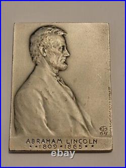 RARE Victor David Brenner / Abraham Lincoln. 999 Silver Plaque Medal
