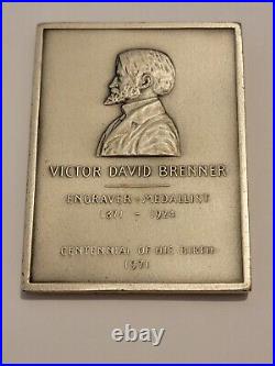 RARE Victor David Brenner / Abraham Lincoln. 999 Silver Plaque Medal